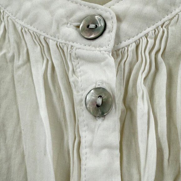 H&M Womens Pleated White Blouse Medium Button-Up Long-Sleeve - Picture 12 of 13